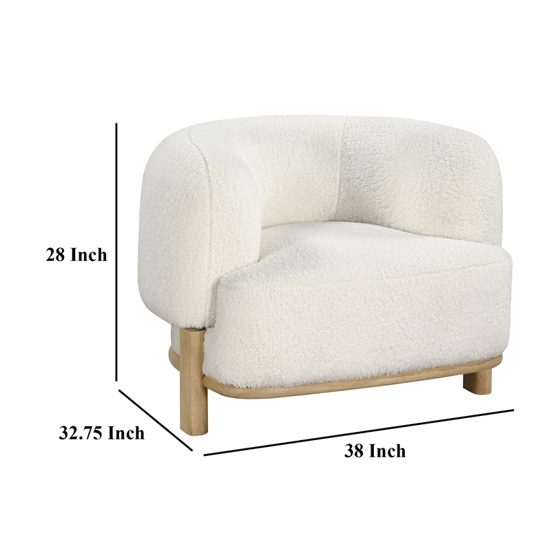 Linia- Accent Chair- Soft Cushioned Barrel Back- Ivory- Brown Wood