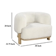 Linia- Accent Chair- Soft Cushioned Barrel Back- Ivory- Brown Wood