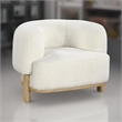 Linia- Accent Chair- Soft Cushioned Barrel Back- Ivory- Brown Wood
