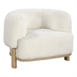 Linia- Accent Chair- Soft Cushioned Barrel Back- Ivory- Brown Wood