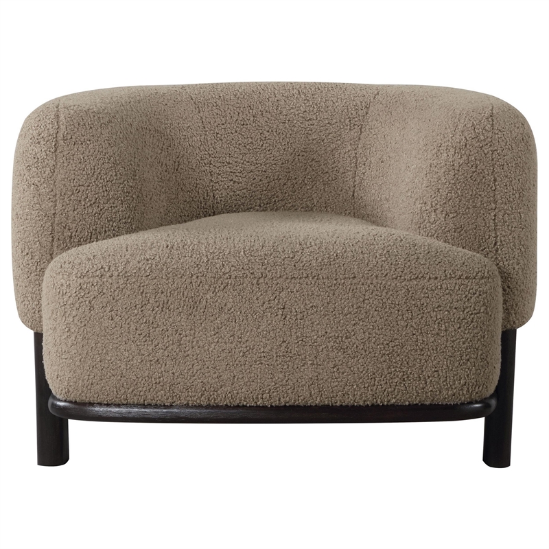 Linia- Accent Chair- Soft Cushioned Barrel Back- Brown- Black Wood