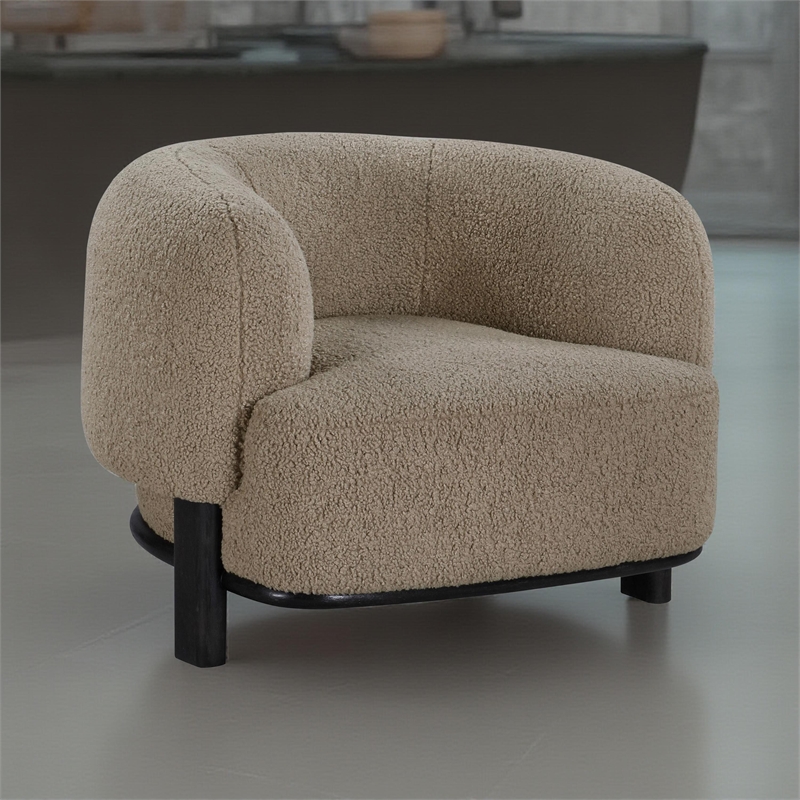 Linia- Accent Chair- Soft Cushioned Barrel Back- Brown- Black Wood