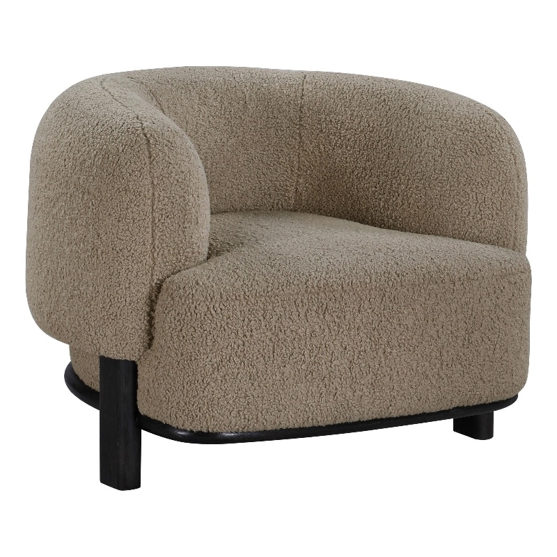 Linia- Accent Chair- Soft Cushioned Barrel Back- Brown- Black Wood