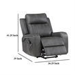 Josen Power Recliner Chair- 36 Inch Gray Faux Leather- Track Armrests