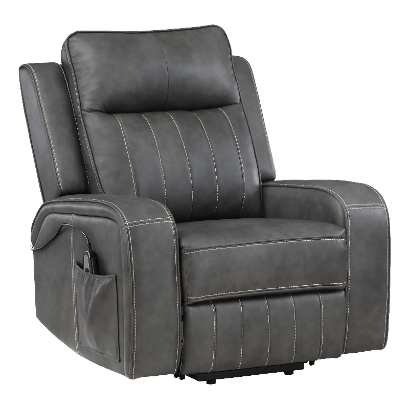 Josen Power Recliner Chair- 36 Inch Gray Faux Leather- Track Armrests