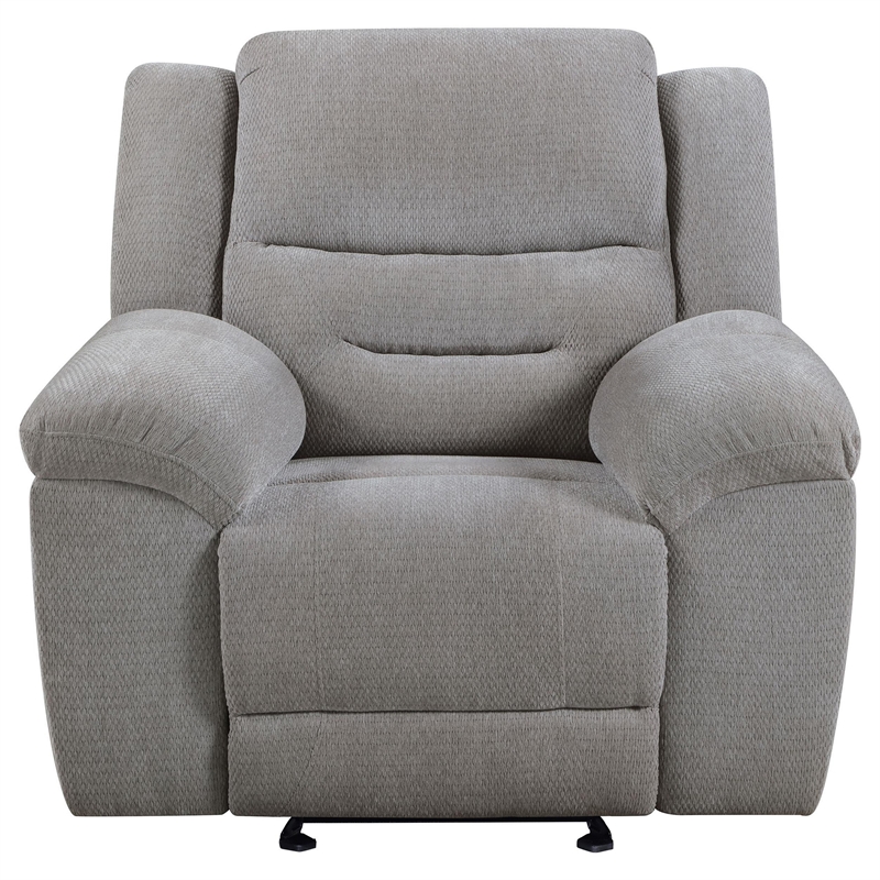 Gilo Manual Glider Recliner Armchair- 46 Inch Light Gray- Pillow Top