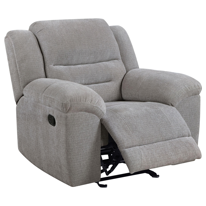 Gilo Manual Glider Recliner Armchair- 46 Inch Light Gray- Pillow Top