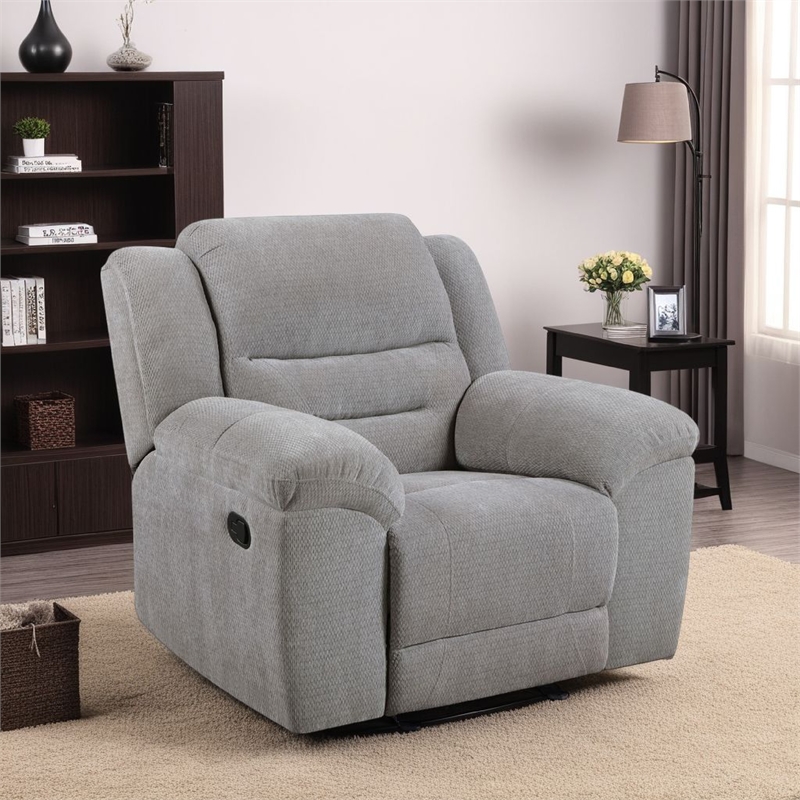 Gilo Manual Glider Recliner Armchair- 46 Inch Light Gray- Pillow Top