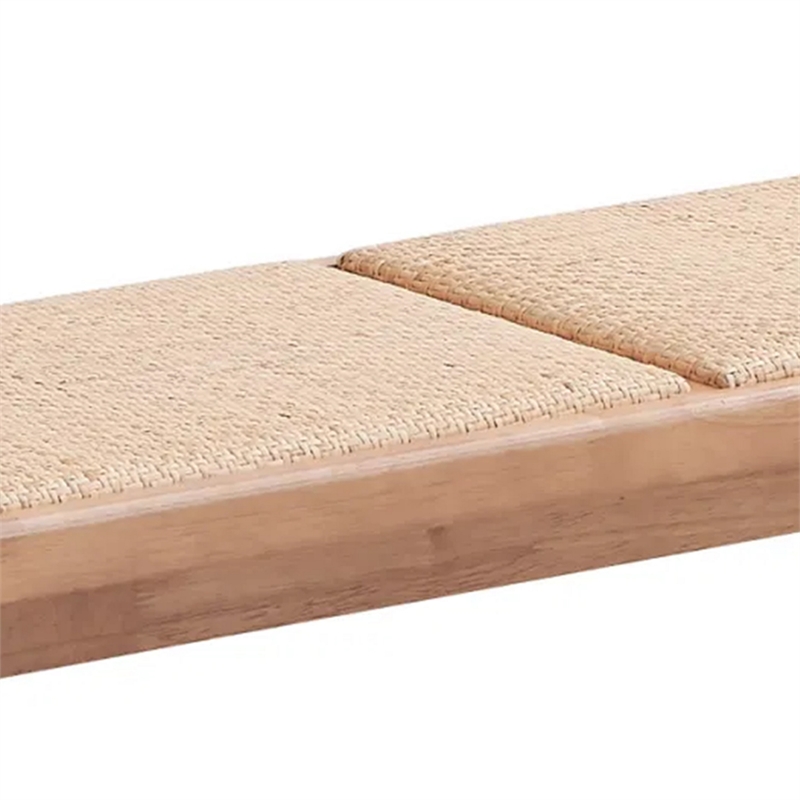 Tina 51 Inch Dining Bench - Transitional Woven Rattan - Natural Brown Wood