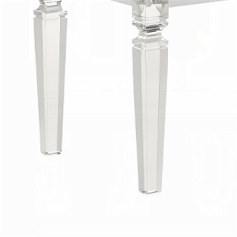 Rara Bench - Beige Padded Seat - 54 Inch Clear Tapered Acrylic Legs