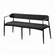 Vonn Long Bench - 62 Inch - Black Chenille - Padded Backrest - Metal Legs