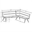 Donne Corner Dining Bench L Shape - Taupe Brown - Metal Legs- 84 Inch