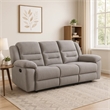 Gilo Manual Recliner Sofa- 92 Inch Light Gray- Pillow Top Armrests