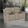 Krio Manual Recliner Loveseat- 71 Inch Modern Taupe Brown Faux Leather
