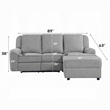 Diny Manual Recliner Sectional Sofa- Dropdown Center Table- Gray Linen