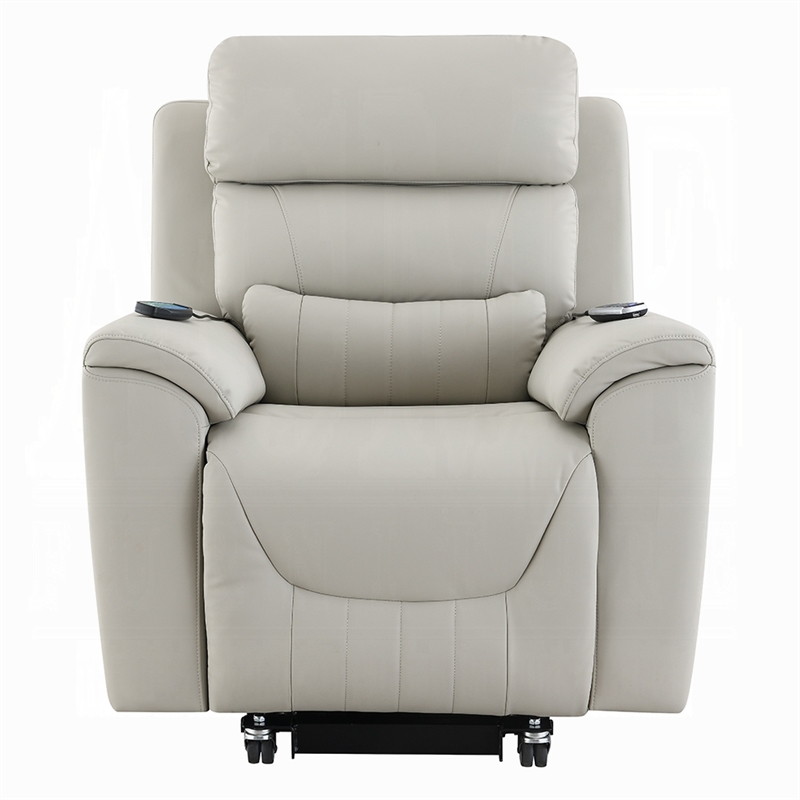Arshie Power Lift Recliner Chair- Heating n Massage- Gray Faux Leather