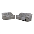 Gilo 2pc Manual Recliner Sofa and Loveseat Set- Soft Gray Chenille