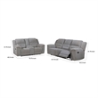 Gilo 2pc Manual Recliner Sofa and Loveseat Set- Soft Gray Chenille