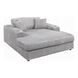 Liny Oversized Chaise- 2 Cupholders- 2 Pillows- Beige Velvet Corduroy