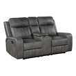 Josen Manual Recliner Loveseat- Gray Faux Leather- Foam Cushions- 71 Inch