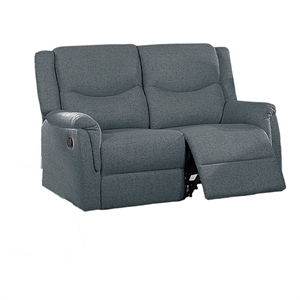 Ammy Manual Recliner Loveseat- 53in Solid Wood- Dark Gray Faux Burlap