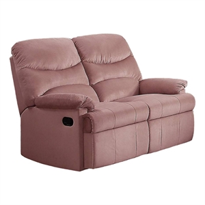 Karry Manual Recliner Loveseat- Blush Pink Velvet- Solid Wood- 53 Inch