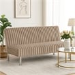 Hini Fold Out Futon Sofa Bed- Taupe Brown- Modern Chrome Metal Legs