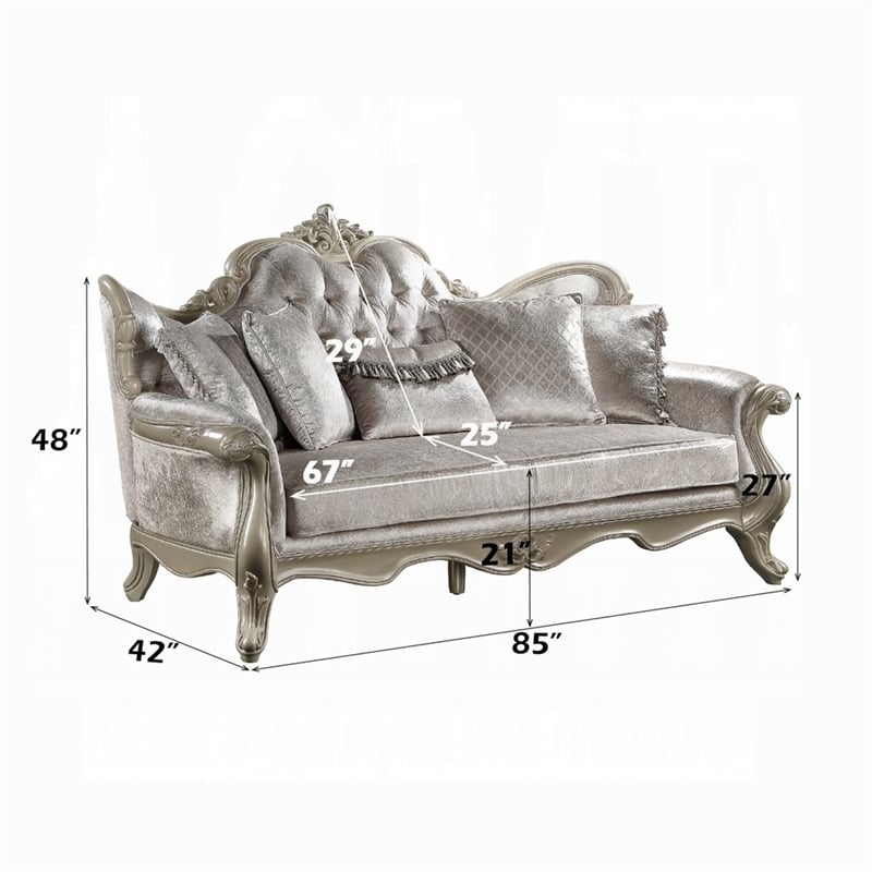 Bertha Sofa- Ornate Carved European Classic Beige Champagne- 85 Inch