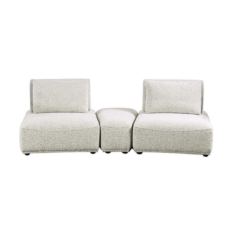 Stavan Modular Curved 2 Seat Sofa- Ottoman Gray Boucle Adjustable Back
