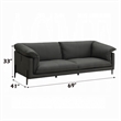 Semi Loveseat- Box Edge Design- Black Top Grain Leather- 69 Inch