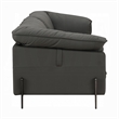 Semi Loveseat- Box Edge Design- Black Top Grain Leather- 69 Inch