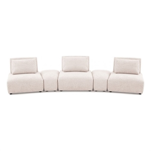 Stavan Modular Curved 3 Seat Sofa- Light Brown Boucle Adjustable Backs
