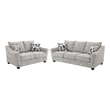 Kito 2pc Living Room Sofa Set- Modern Sloped Arms- Light Gray Boucle