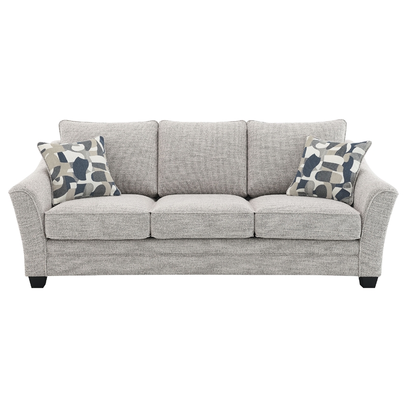 Kito 2pc Living Room Sofa Set- Modern Sloped Arms- Light Gray Boucle