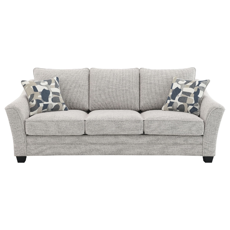 Kito 2pc Living Room Sofa Set- Modern Sloped Arms- Light Gray Boucle