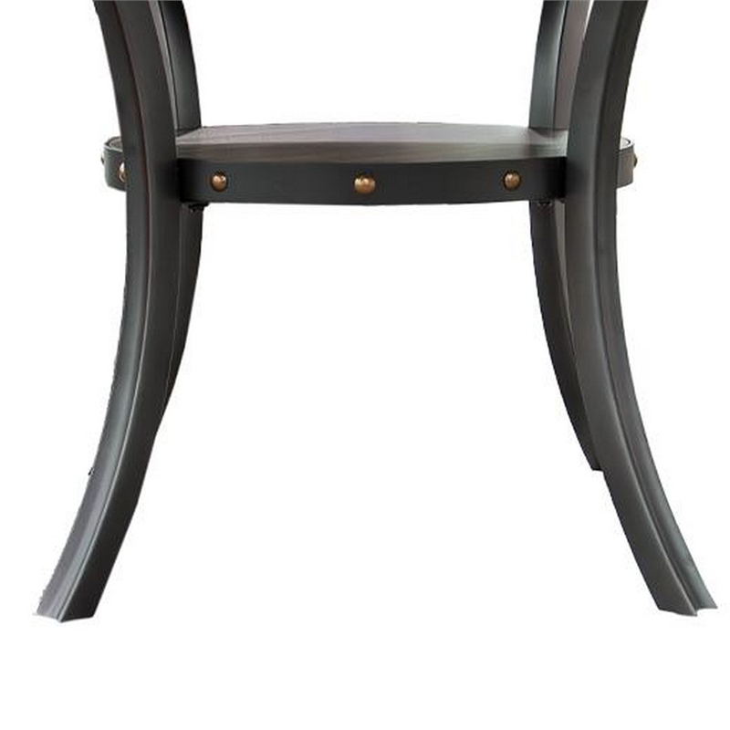 Sie 48 Inch Dining Table-Round Nailhead Trim Top with Shelf-Black Wood