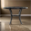 Sie 48 Inch Dining Table-Round Nailhead Trim Top with Shelf-Black Wood