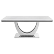 71 Inch Dining Table-Rectangular White Faux Marble Top-Pedestal Base