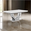 71 Inch Dining Table-Rectangular White Faux Marble Top-Pedestal Base