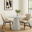 Kacie Round Dining Table-Pedestal Base-Light Gray Faux Stone 47 Inch