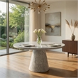 Kacie Round Dining Table-Pedestal Base-Light Gray Faux Stone 47 Inch