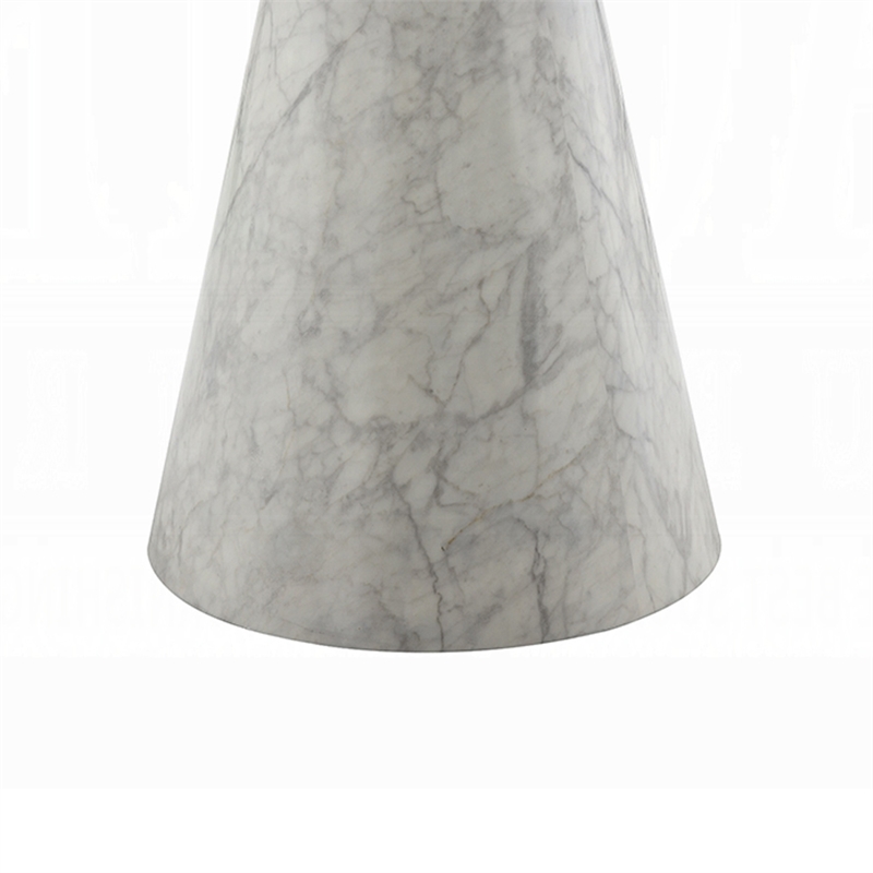 Kacie Round Dining Table-Pedestal Base-Light Gray Faux Stone 47 Inch
