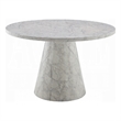 Kacie Round Dining Table-Pedestal Base-Light Gray Faux Stone 47 Inch