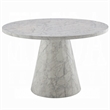 Kacie Round Dining Table-Pedestal Base-Light Gray Faux Stone 47 Inch