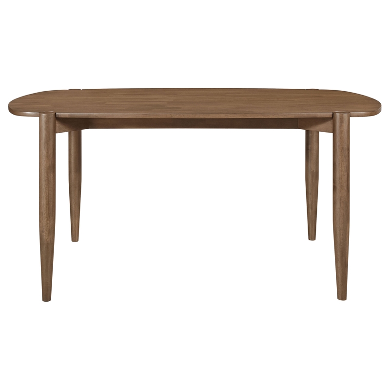 Dora Dining Table-63 Inch Oval Top-Tapered Legs-Walnut Brown Solid Wood