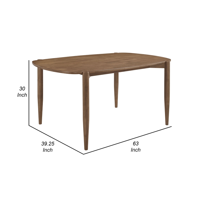 Dora Dining Table-63 Inch Oval Top-Tapered Legs-Walnut Brown Solid Wood