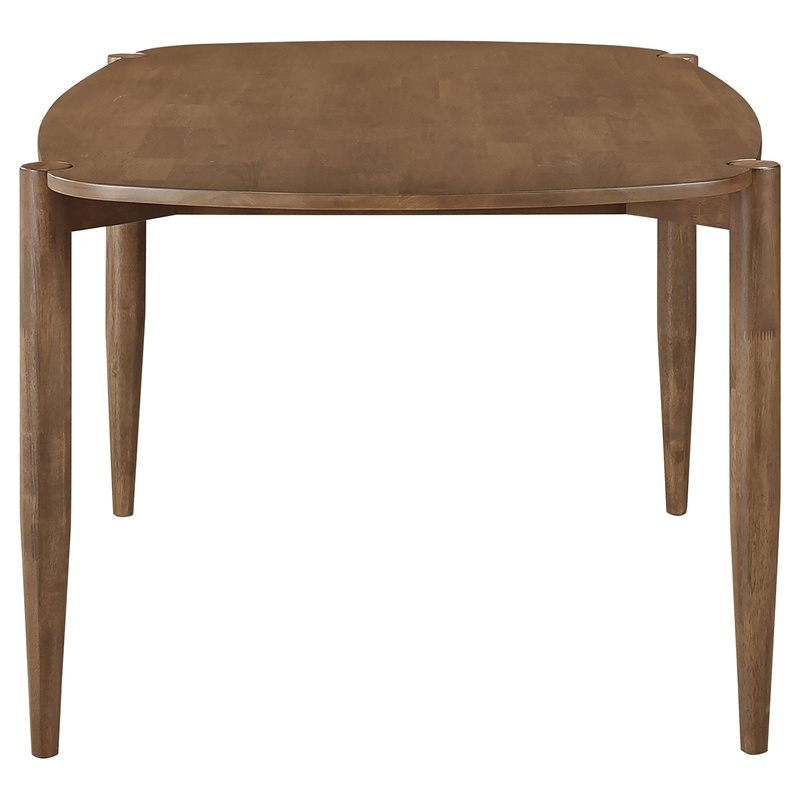 Dora Dining Table-63 Inch Oval Top-Tapered Legs-Walnut Brown Solid Wood