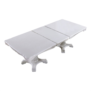 Zenie Dining Table-Extension Leaf-77-95 Inch-Classic White Solid Wood
