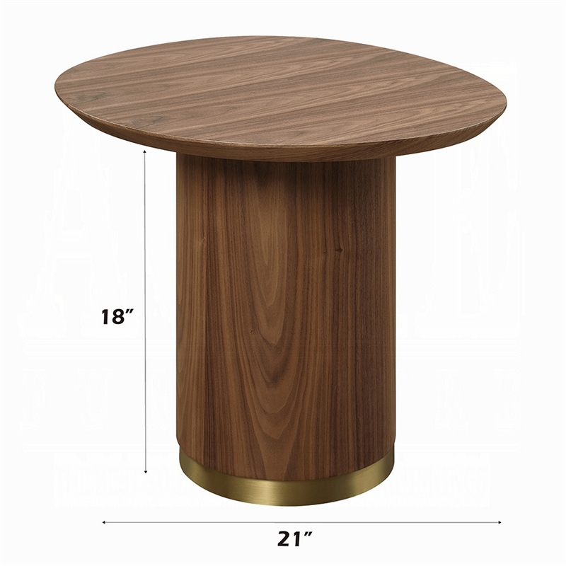Iliana Side End Table-21 Inch Oval Top-Round Pedestal-Walnut Brown