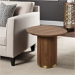 Iliana Side End Table-21 Inch Oval Top-Round Pedestal-Walnut Brown
